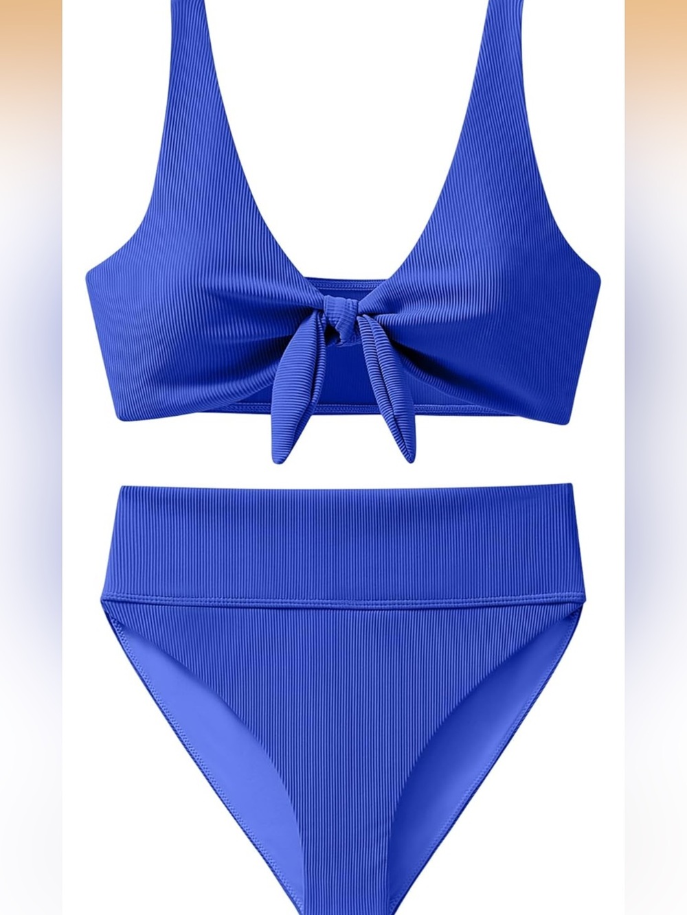Bikini Set High Waisted 2 Piece Bathing Suit Ribbed Tie Knot XL 1666/bb10-2